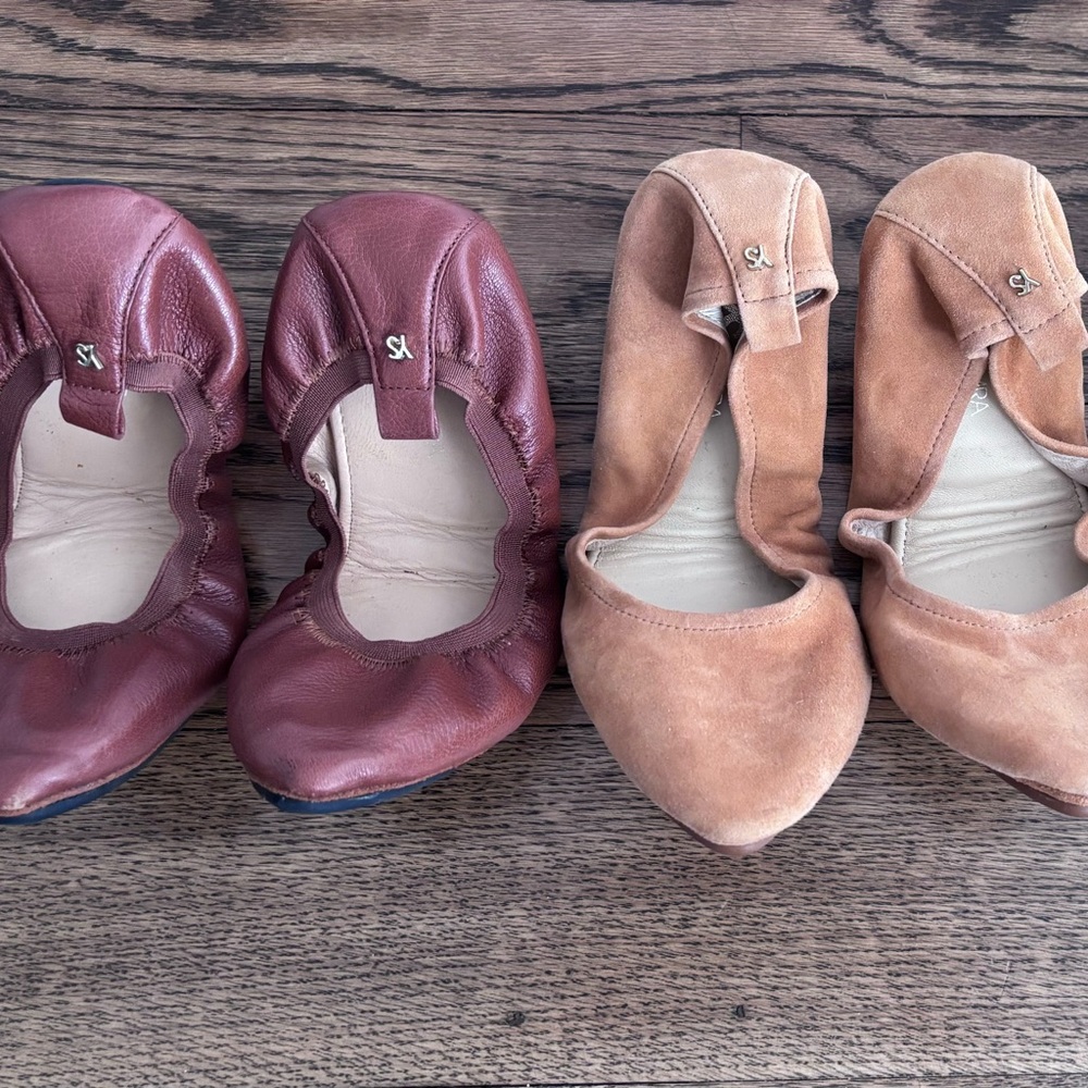 Lot of 3 Pairs Yosi Samara Flats Size 8 Whicskey Caramel Tan